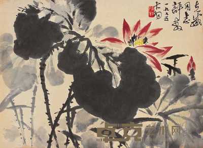 陈大羽 1975年作 荷花 立轴 53×73cm